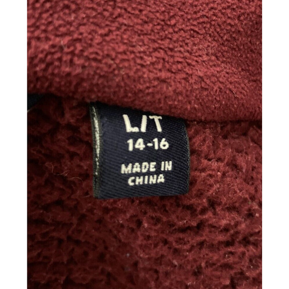 Lands End Size Large Burgundy Jacket Women Long Sleeve Full Zip Fleece Mock Neck - Picture 5 of 7